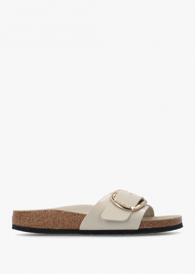 Madrid Big Buckle Leather Sandals in High Shine Butter