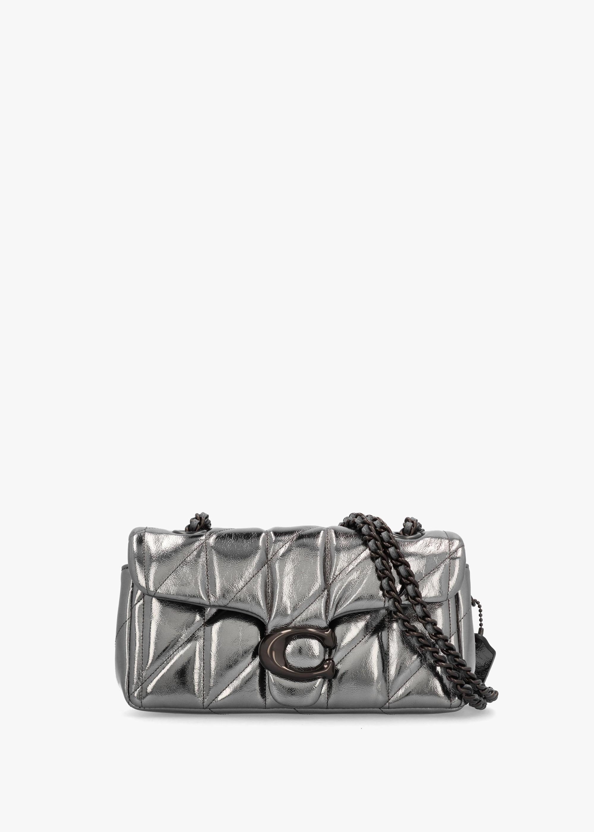 Coach Tabby 20 Quilted Metallic Leather Shoulder Bag In Anthracite