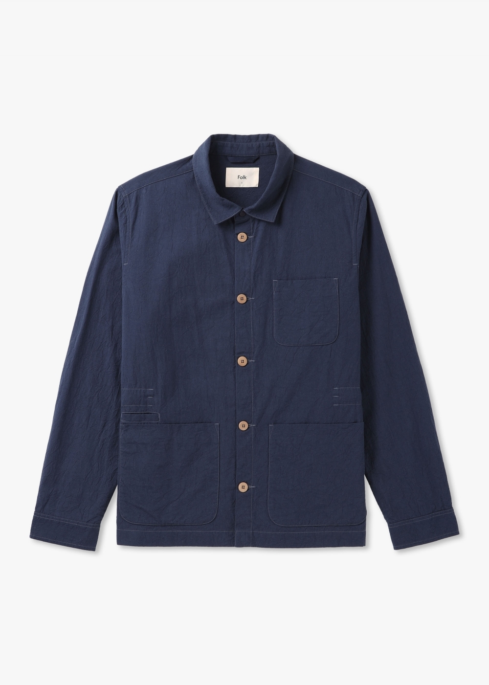 Folk Mens Assembly Jacket In Ash Navy Crinkle