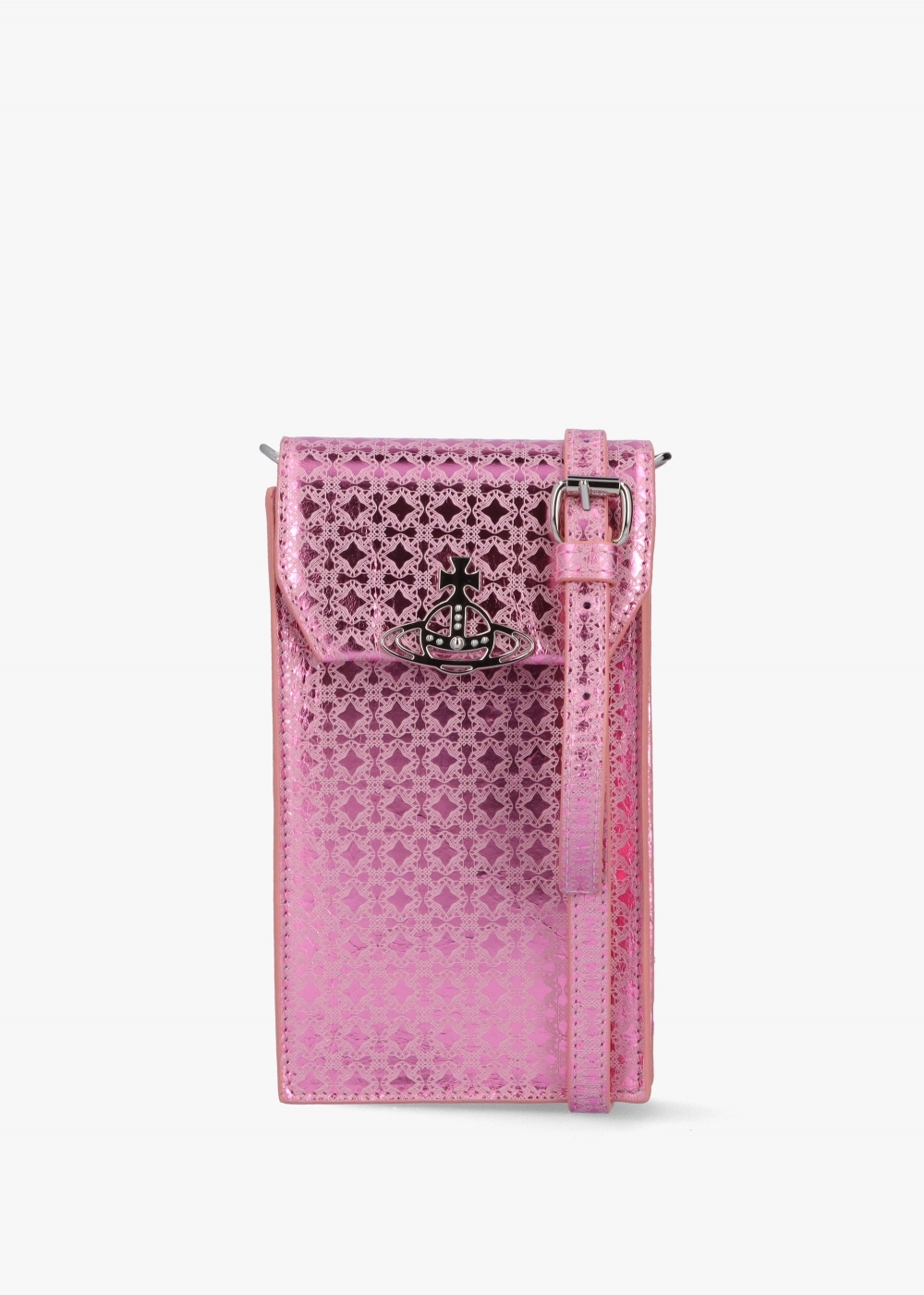 Vivienne Westwood Womens Metal Orborama Leather Phone Case In Pink