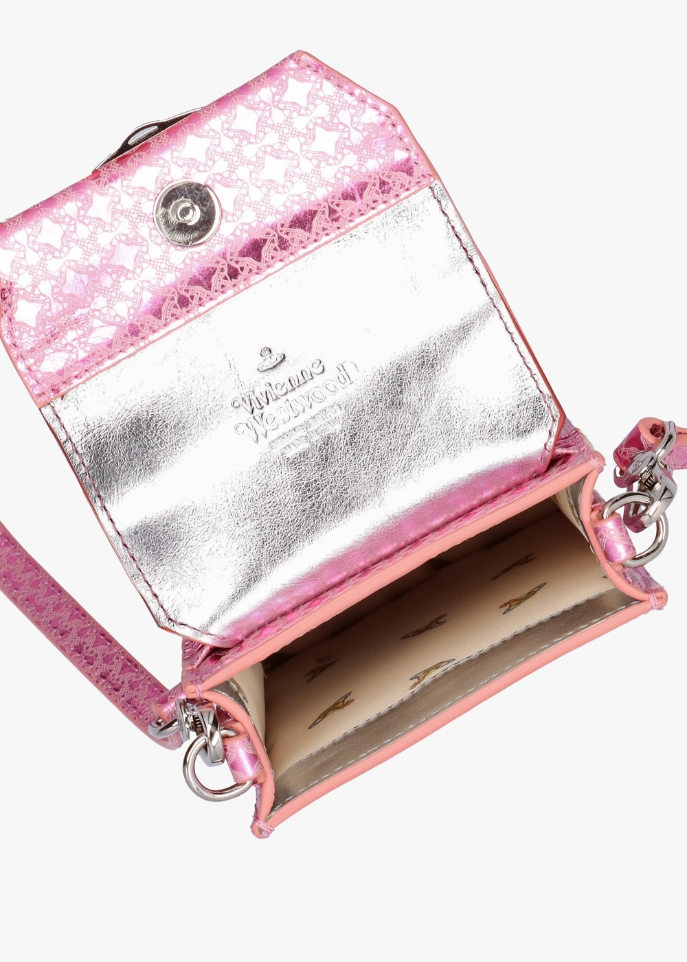 Vivienne Westwood Womens Metal Orborama Leather Phone Case In Pink