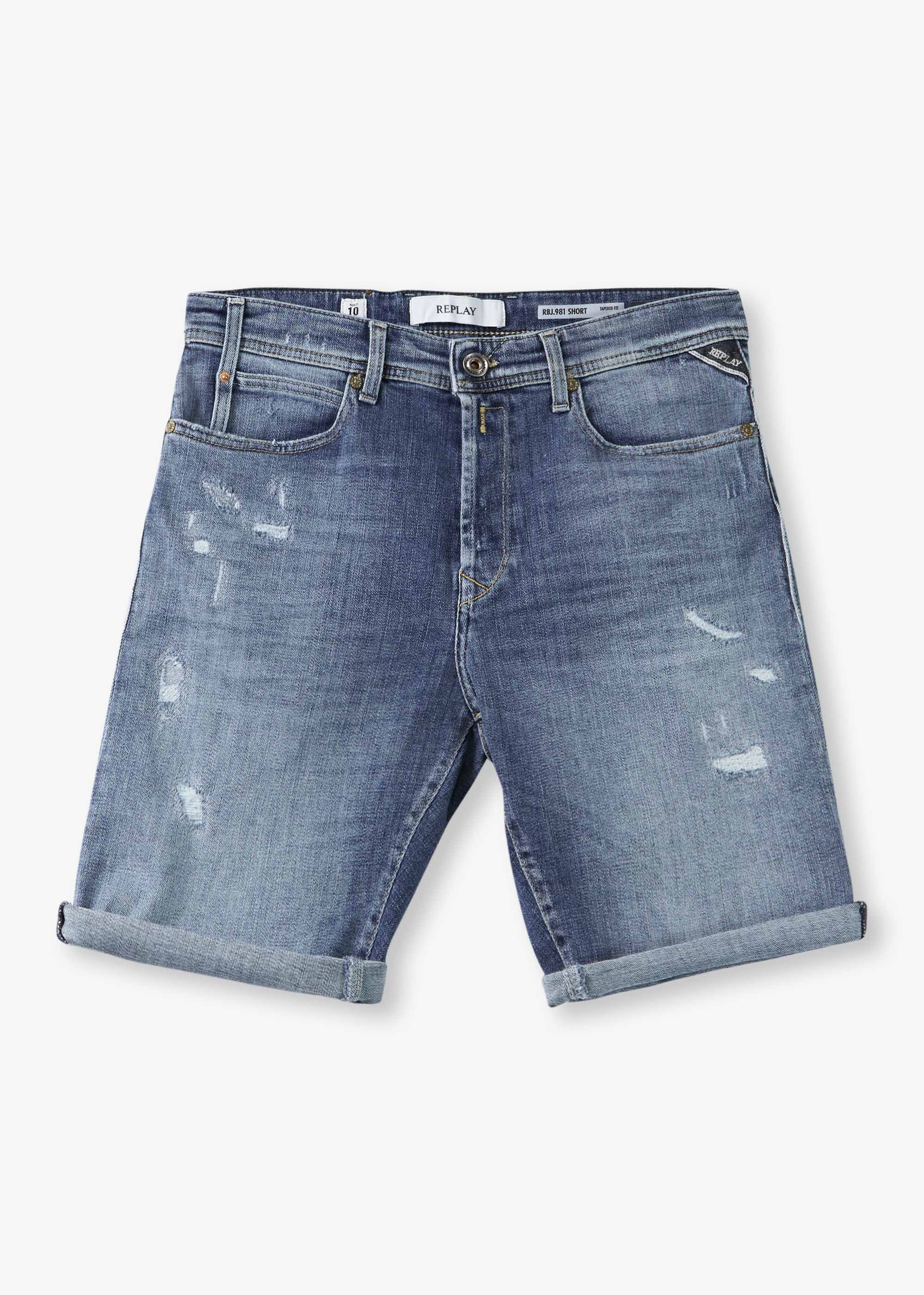 Short En Jean Homme Replay - Coupe Fuselée - Stretch Confort - Bermuda Décontracté - 10