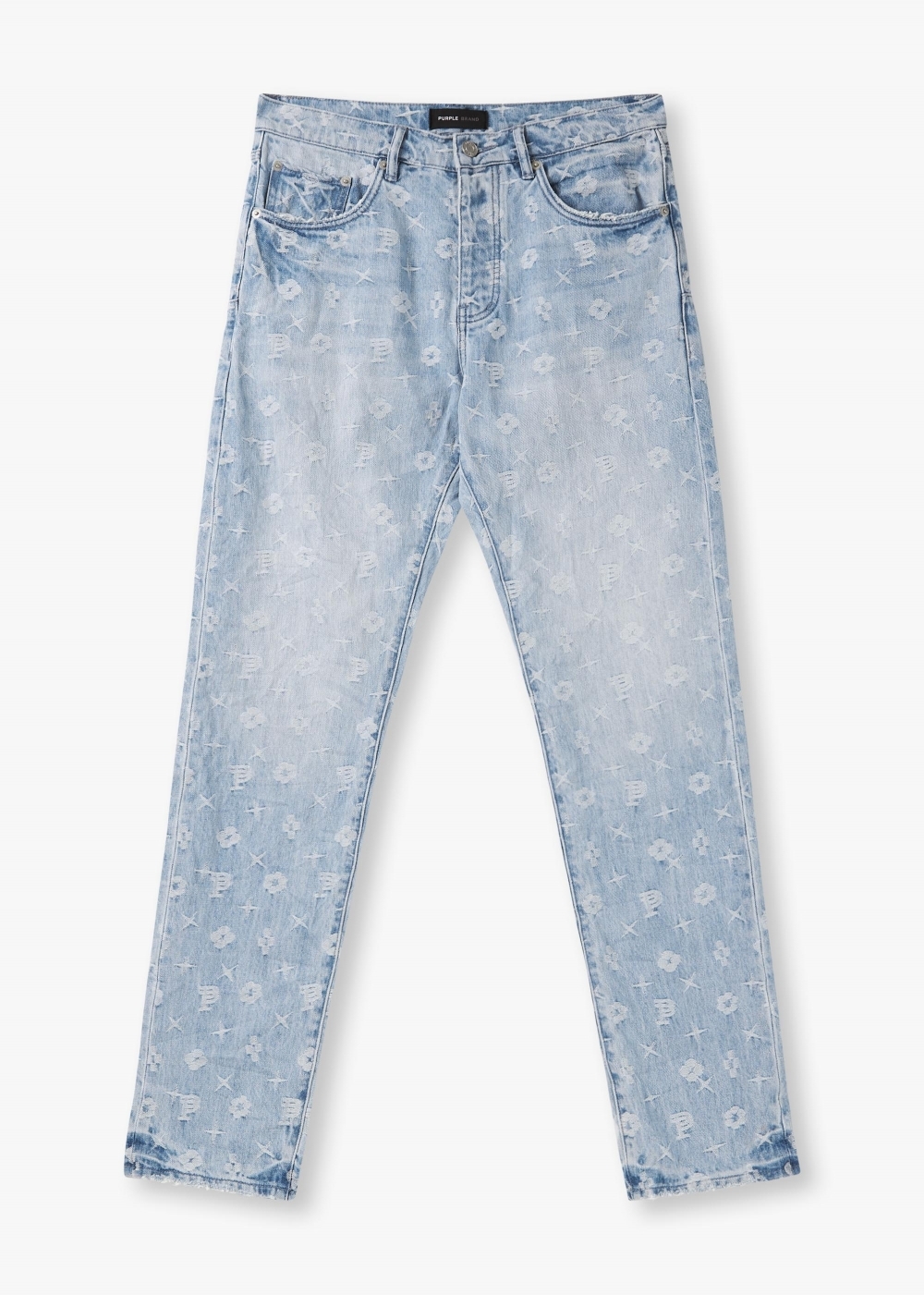 Purple Brand Mens Monogram Straight Jeans In Light Indigo