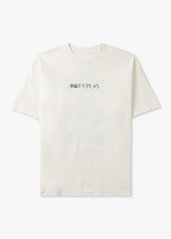 x Martin Garrix Mens Stonology Print T-Shirt In Off-White